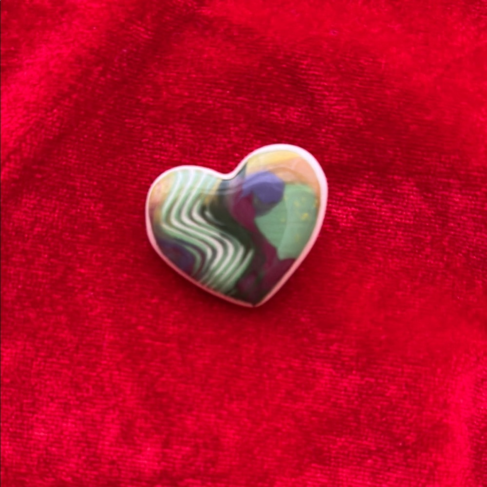 Multicolor Heart-Shaped Brooch